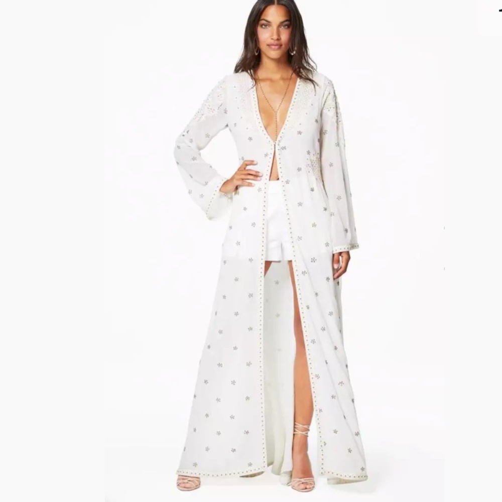Ramy Brook Alister Bead Embroider Western Duster L